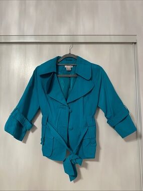 Luii Teal Tie-Waist Trench Jacket